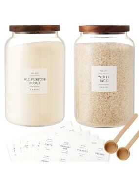 2 PCS Large Glass Jar with Airtight Lid, Glass Food Storage Jars for Tea,Spice